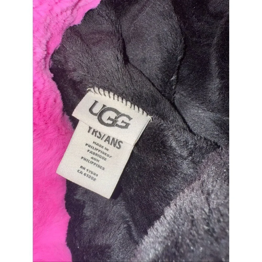 UGG Girls Faux Fur Trapper Hat With Ear Flaps Pink Size 4-6 Years NWT